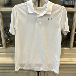 Boys under armor white new without tag Dr fit textured polo size XL